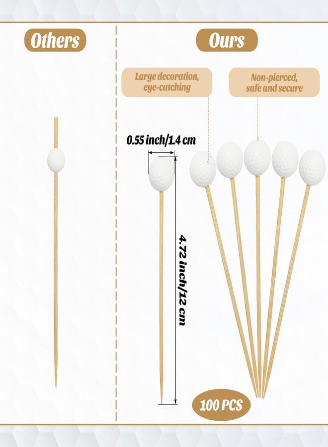 Aodaer 100 Pieces Golf Toothpicks 4.72 Inch Golf Skewers Golf Cocktail Picks Golf Fruit Picks Decorative Toothpicks for Appetizers Cocktail Garnish Sports Party Supplies, White - Image 2